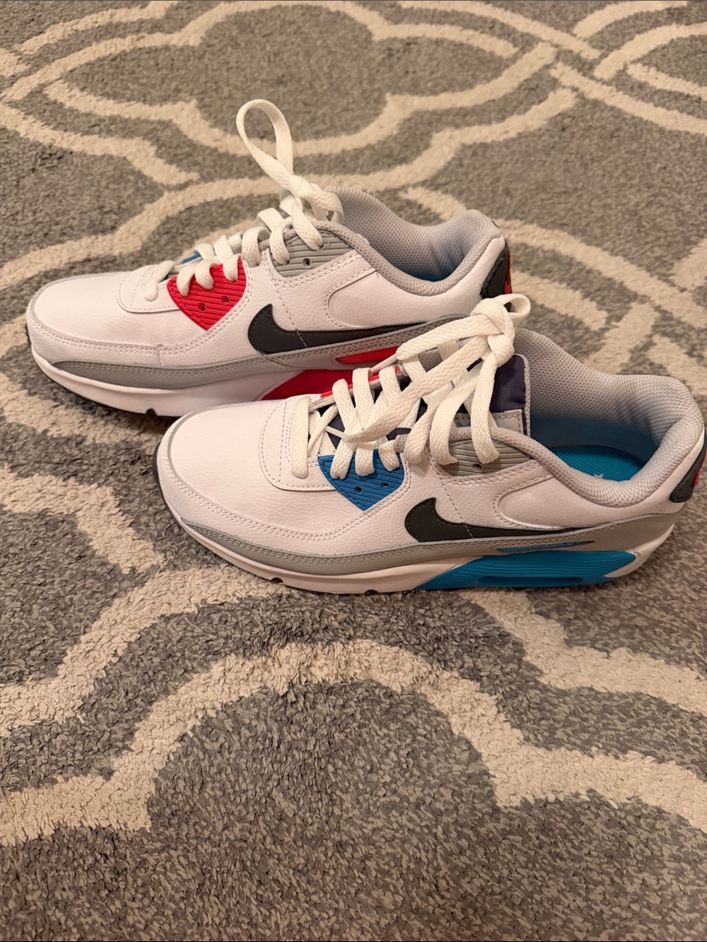 Nike Kids White Sneakers with Blue and Red Accents